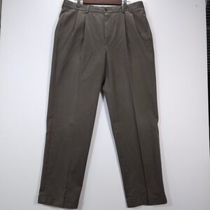 Brooks Brothers Elliot Advantage Chino Pants Men 38x34 Pleated Cuffed Green VTG